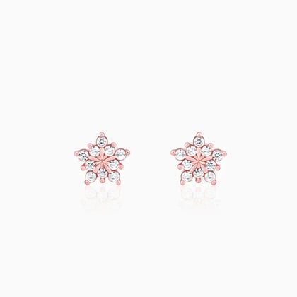 Rose Gold Shining Star Stud Earrings