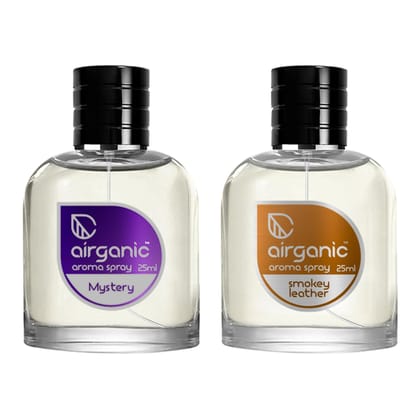 AIRGANIC Aroma Fine Spray Combo -Mystery & Smokey Leather Fine Spray - 25 ml each