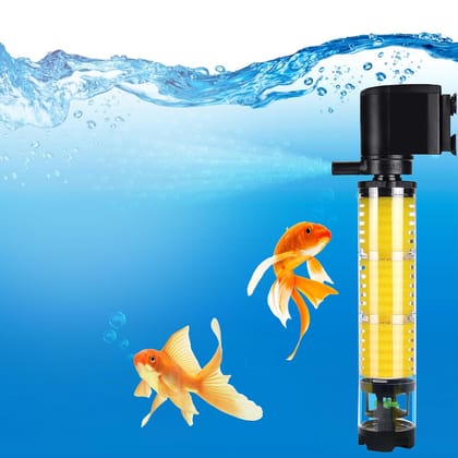 Buraq Pets Transparent Long Internal Liquid Aquarium Filter, For Filteration, Equipped With Fan Based Cleaning System, Submersible Oxygen Pump With Filter Sponge Aquarium Filters For Fish tank