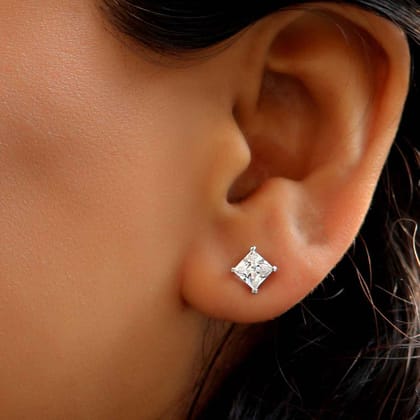 Glitzy Lady Sterling Silver Studs for Women - Big