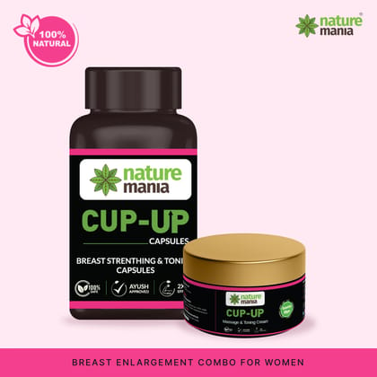 Nature Mania Cup Up Combo - Cup Up Capsule & Cup Up Cream |  Breast Enlargement Combo for Women