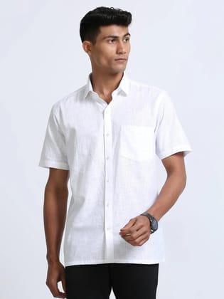 Economic Ginger Half Sleeve Shirt for Men in White-38