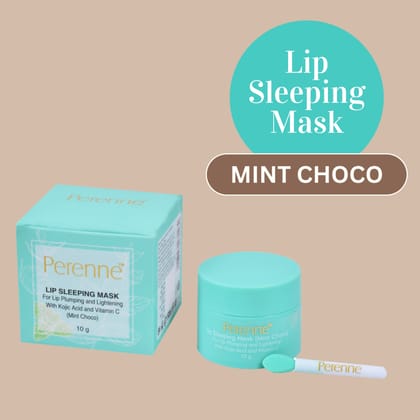 Perenne Lip Sleeping Mask (Mint Choco) For Lip plumping & depigmentation With Kojic acid & Vitamin C (10 gm)-Pack Of 1 (10gm)