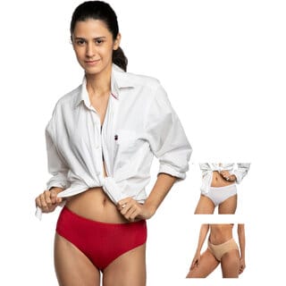 Ashleyandalvis Bamboo Micro Modal, Anti Bacterial, Skinny Soft, Premium Hipster Women Hipster White, Beige, Red Panty (Pack Of 3 )