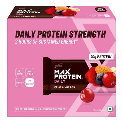 RiteBite Max Protein Daily Fruit  Nut Pack of 6 300 g-RiteBite Max Protein Daily Fruit & Nut (Pack of 6), 300 g