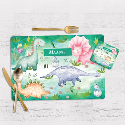 Dinoland Tableware Set (kids)-Green Watercolor / Flexible (matte finish) PVC Mats