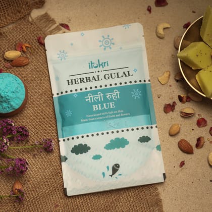 नीली रूही ~ Blue Organic and Herbal Holi Color / Gulal (100gm)-Pack of 1