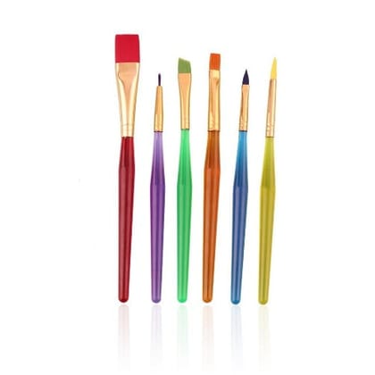 Synthetic Flat Paint Brush for Nail Art  Artist Acrylic Painting Set of 6