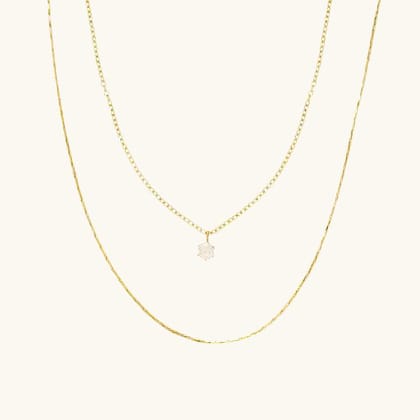 Dainty Solitaire Layered Necklace