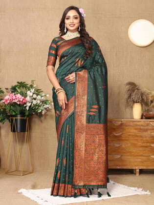 Soft silk saree with COPPER zari weaving design...