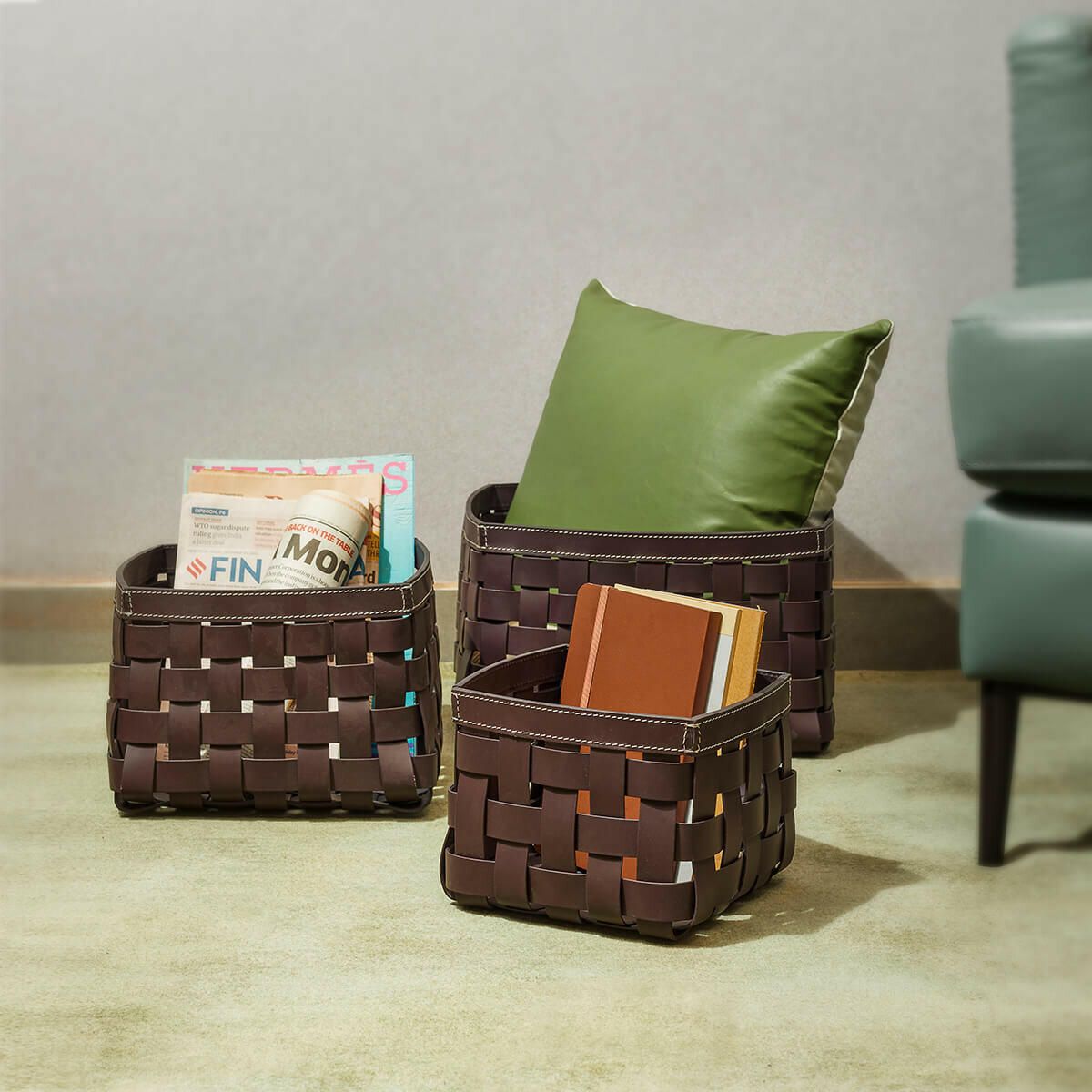 Modella Storage Baskets Set Of 3 Bordeaux-Bordeaux