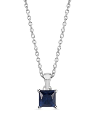 Princess Sapphire Pendant With Chain