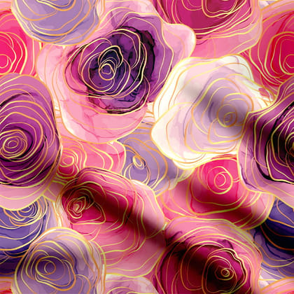 roses multicolours Print Fabric-Cotton