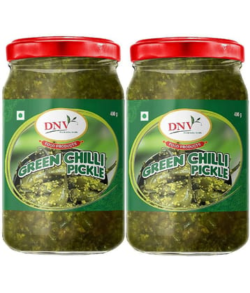 DNV Green Chilli Pickle 400 g Pack of 2