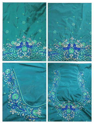 Elegant Computer Saraswathi Embroidery Work Blouse Piece Set