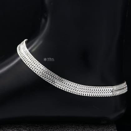 8mm 10.5" Long handmade 925 sterling silver amazing wheat chain design ankle bracelet, gift anklets customized belly dance jewelry ank610-Single