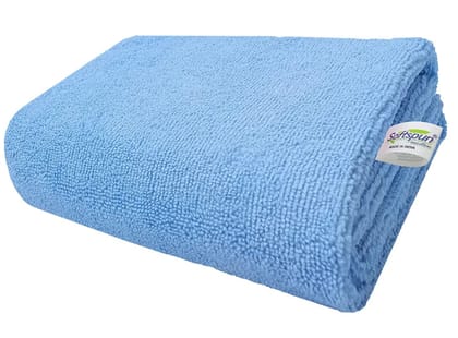 Softspun Microfiber Bath and Hair Care Towel, 70x140 Cms, 1 Piece Towel Set, 340 GSM - Sky Blue. Soft and Comfortable, Large Multi-Purpose Highly Absorbent.