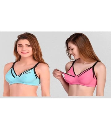 Zourt - Multicolor Cotton Solid Womens Maternity Bra ( Pack of 2 ) - 32B