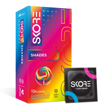 Skore Assorted Colours & Dotted Condoms (Shades) 10N