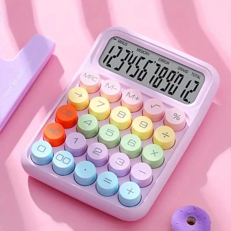 Pastel: Cute & Quirky Pastel Colours Aesthetic Calculator (12-Digit Display)-White