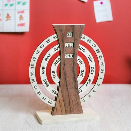 IVEI Rotating Perpetual Wooden Desk Calendar (Manual)