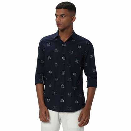 Mufti Navy & Multi Geometric Print Shirt