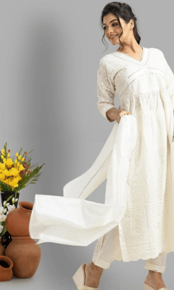 Chikankari Embroidered Suit Set-S