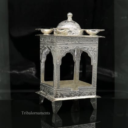 925 sterling silver handmade vintage antique design Hatri, best puja article with 5 lamp on it, best home temple decor utensils india su421