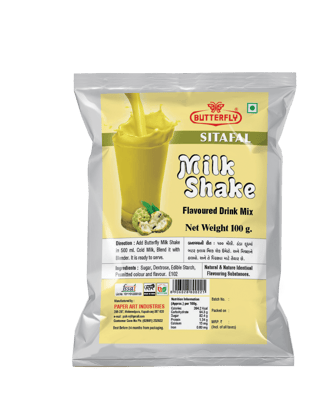 Butterfly Milk Shake 80G Pouch (Sitafal)  by Butterfly Dessert Mixes and Bakery Needs.