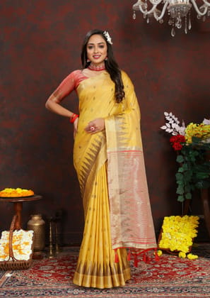 Soft  katan silk saree with zari weawing design...