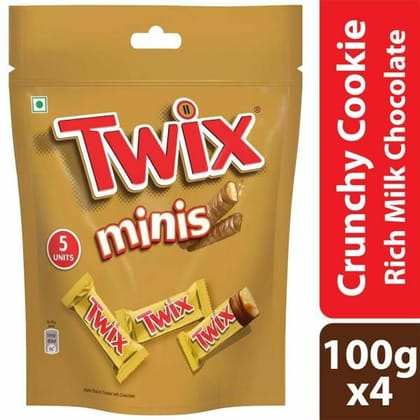 Twix Minis Crunchy Cookie Rich Milk Chocolate, 100 gm