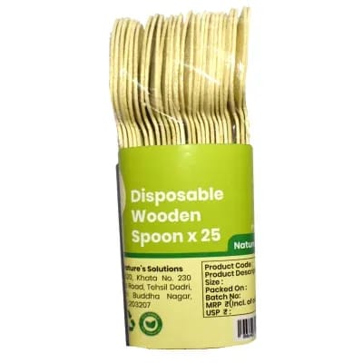 Natures Solutions Wooden Spoon 160 mm (25 Pieces Per Pack)