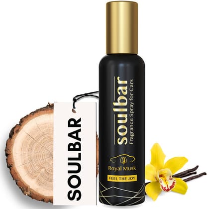 SOULBAR Luxury Car Freshener Spray - Royal Musk, 80 ml, Free Perfume Dangler