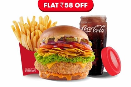 Non - Veg Mexicano Burger + Beverage + Fries Combo