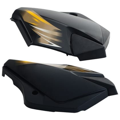 Side Panel / Side Cowl Set Fit For TVS StarCvti 110 Cc New Model Black (Yellow Sticker)