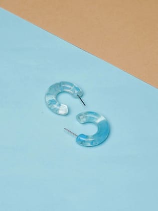 Blue Resin Hoop Earring