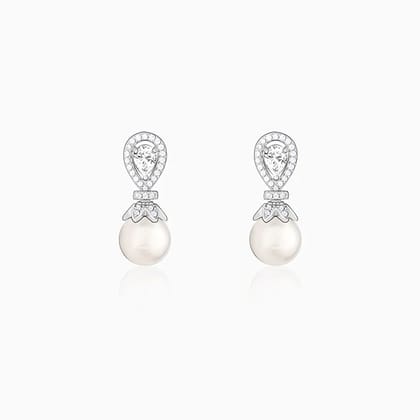 Zircon Pearl Drop Earrings