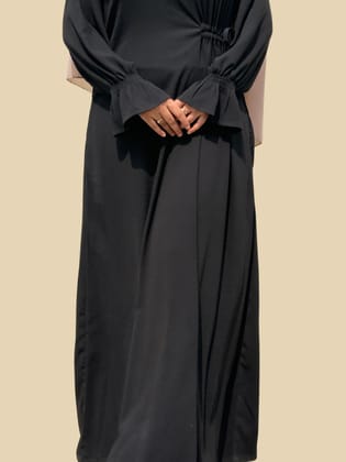 Crinkle Black Knot String Abaya-X - Large