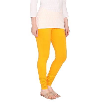 Women's Cotton Churidar Leggings (Free Size) - Marie Gold