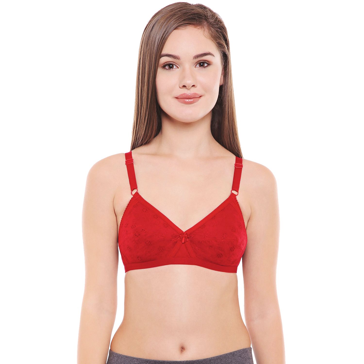 Bodycare Women Poly Cotton Full Coverage Non Padded Regular Bra 5524-RED