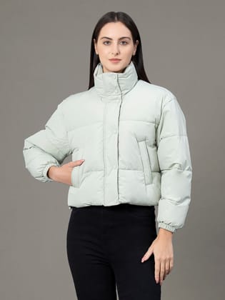 RedTape Stand Collar Padded Jacket for Women |  Zipper & Button Closure | Enhanced Comfort