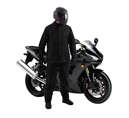 HAYBERG Water Proof Unisex Rain Suit with Hood for Bike/Scooter (Black, 2XL)