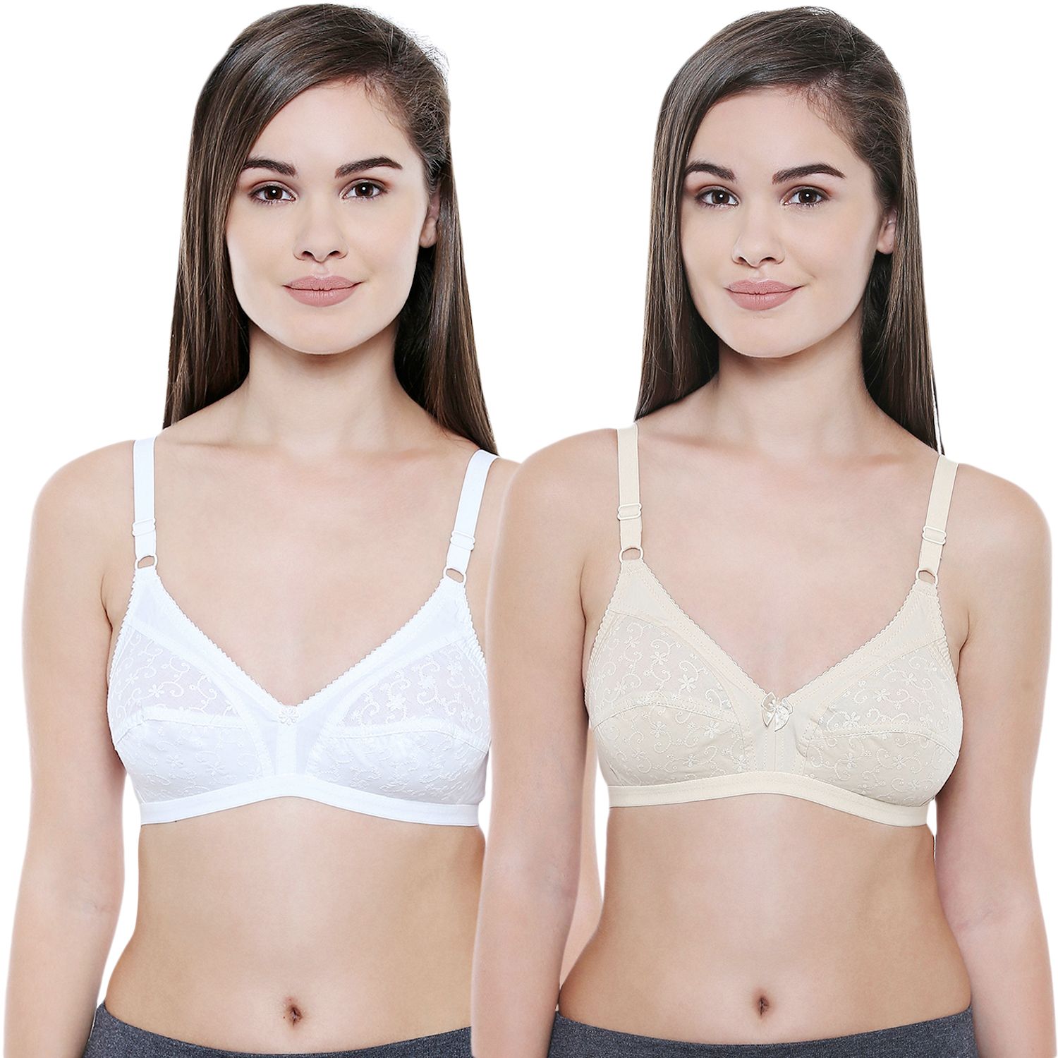 Bodycare Women Cotton Full Coverage Non Padded Regular Bra Pack - 2 E5501WS-WHITE-SKIN