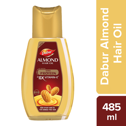 Dabur Almond Hair Oil - With Keratin Protein, Soya Protein & 10X Vitamin E, 485 Ml