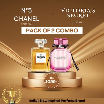 Chanel No 5 L'eau Rouge & Victoria Secret Bombshell Inspired Giftset Combo-50 ML + 50 ML