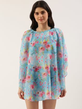 Women Blue Cover-up Dress-Free Size