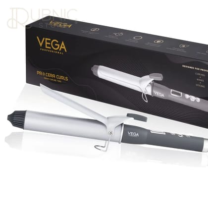 VEGA Pro Cera Curls 38mm Hair Curler - Professional Grey Ceramic Curling Wand