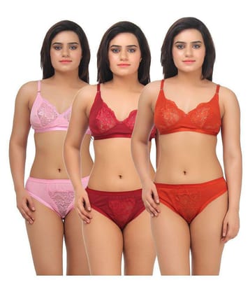 TCG Multi Color Lace Bra & Panty Set - 36