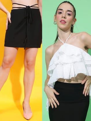 Elegant Duo women Skirt & Top Set-XS / L
