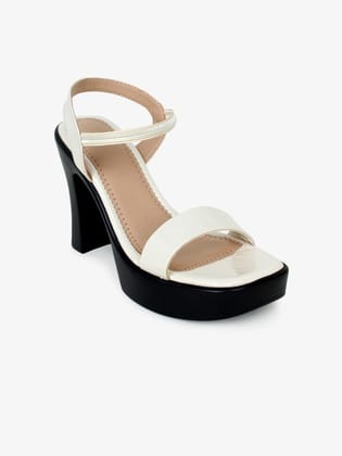 Cream-Coloured Colourblocked Block Sandals